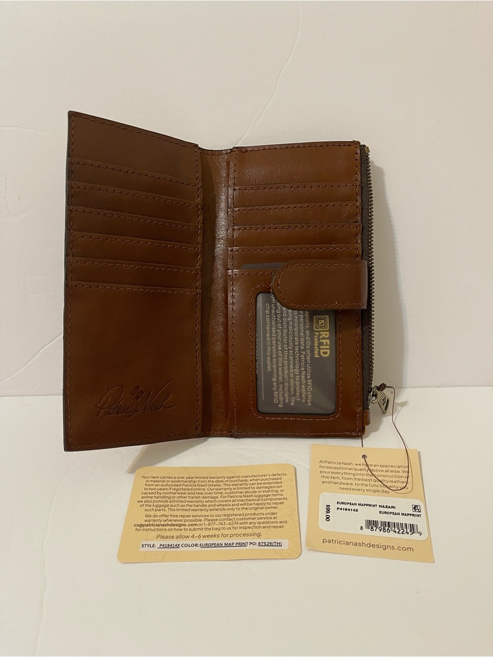 Patricia Nash NAZARI Leather Bifold Wallet ~ Map Rio Rust NWT ** - Picture 3 of 4